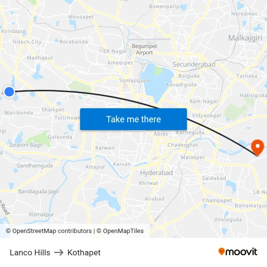 Lanco Hills to Kothapet map