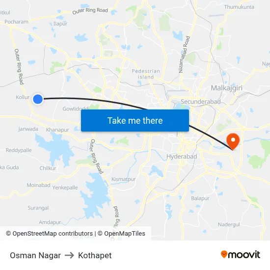 Osman Nagar to Kothapet map