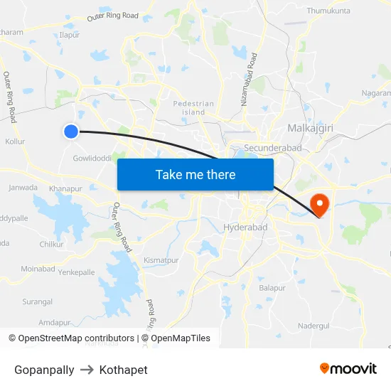 Gopanpally to Kothapet map