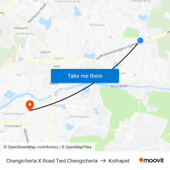 Chengicherla X Road Twd Chengicherla to Kothapet map