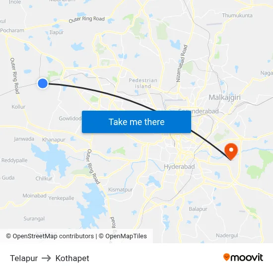 Telapur to Kothapet map