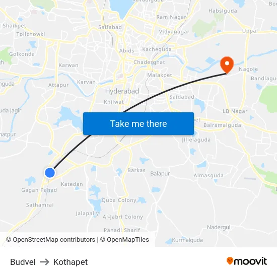 Budvel to Kothapet map