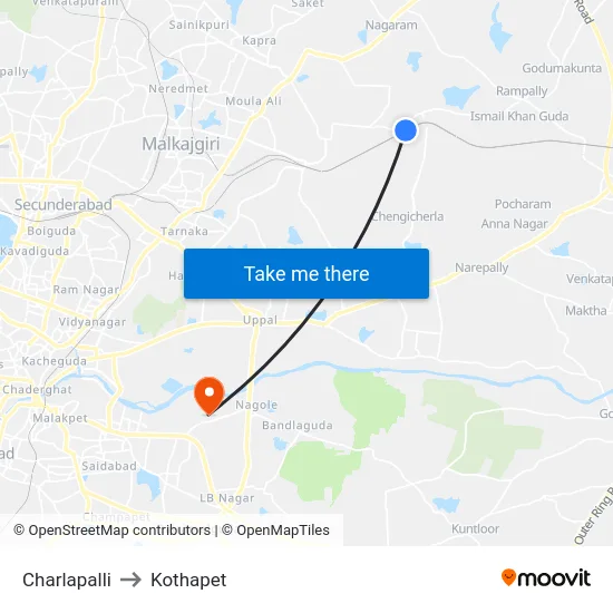 Charlapalli to Kothapet map