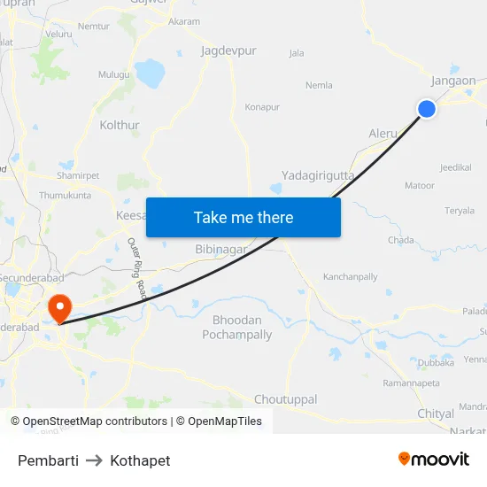 Pembarti to Kothapet map