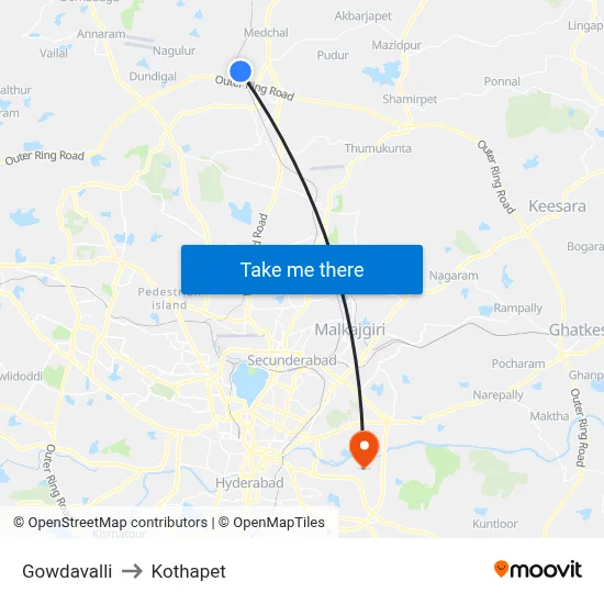 Gowdavalli to Kothapet map