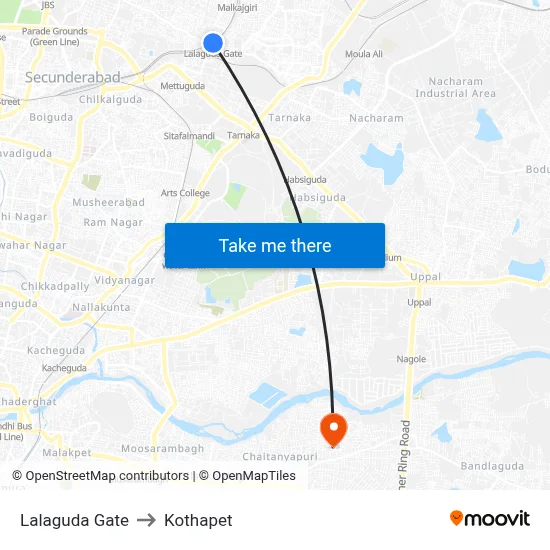 Lalaguda Gate to Kothapet map