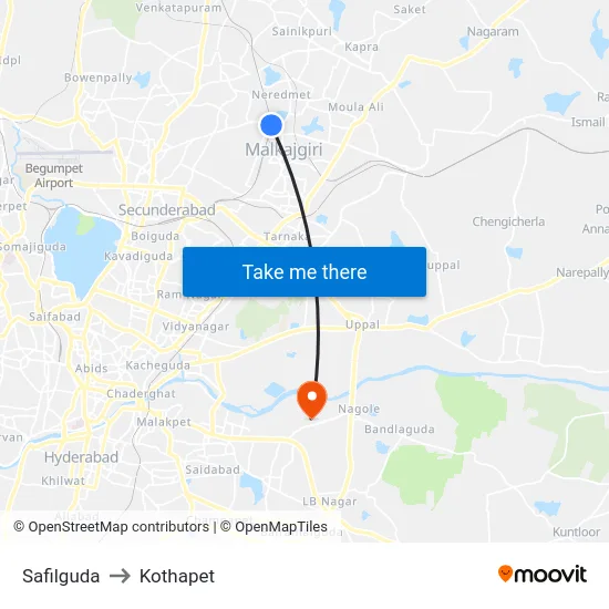 Safilguda to Kothapet map