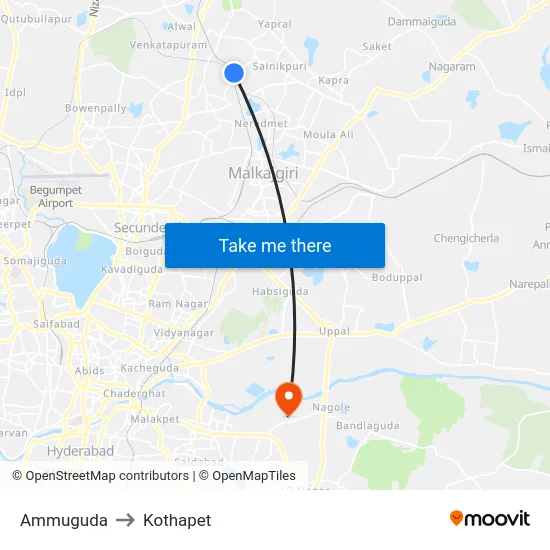 Ammuguda to Kothapet map