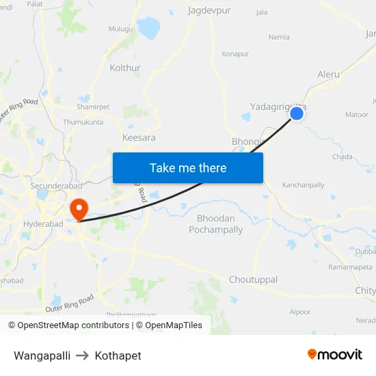 Wangapalli to Kothapet map