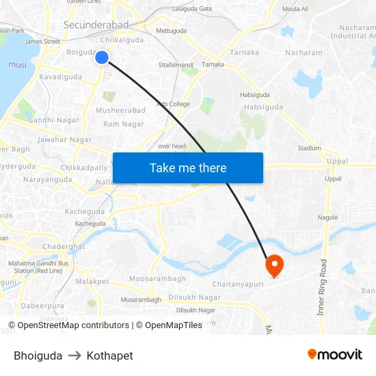 Bhoiguda to Kothapet map