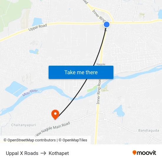 Uppal X Roads to Kothapet map