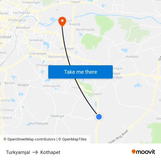 Turkyamjal to Kothapet map