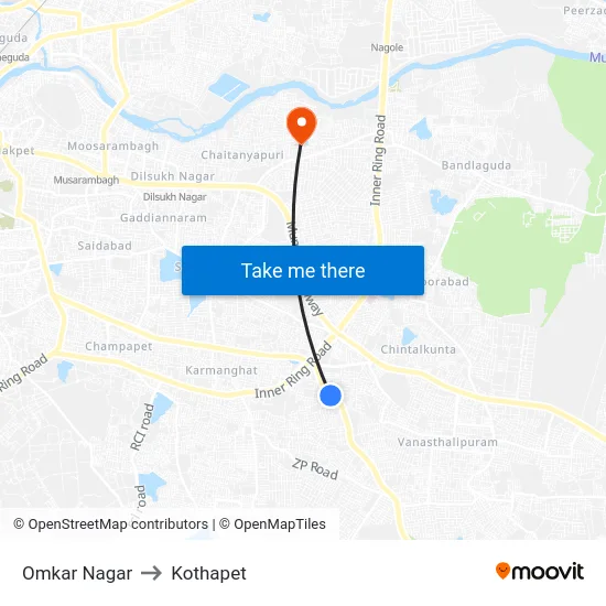 Omkar Nagar to Kothapet map