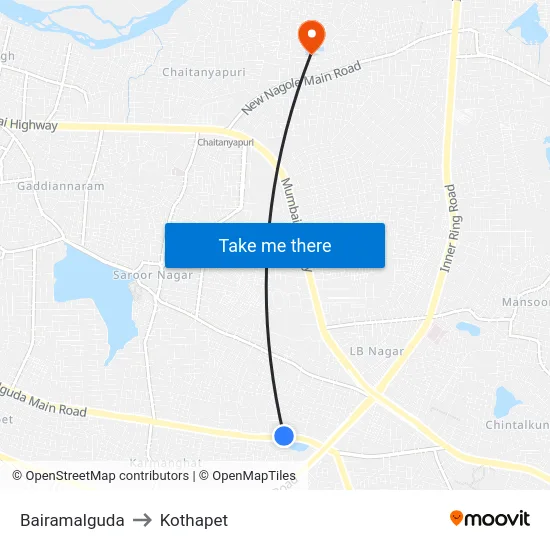 Bairamalguda to Kothapet map