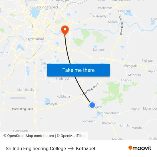 Sri Indu Engineering College to Kothapet map