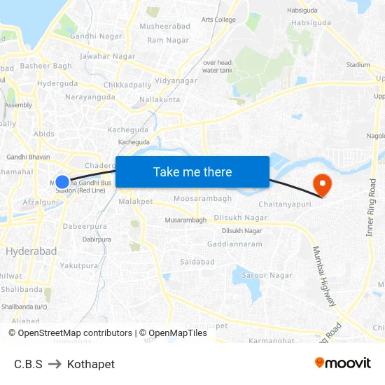 C.B.S to Kothapet map