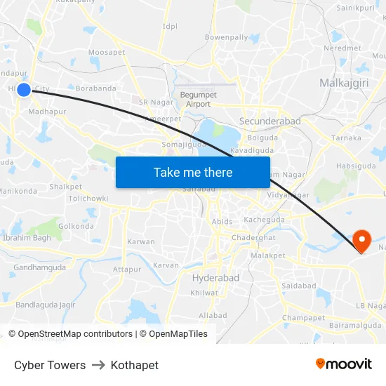 Cyber Towers to Kothapet map