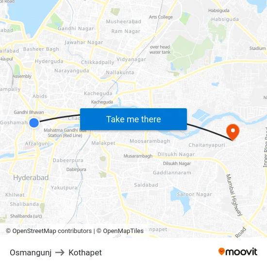 Osmangunj to Kothapet map