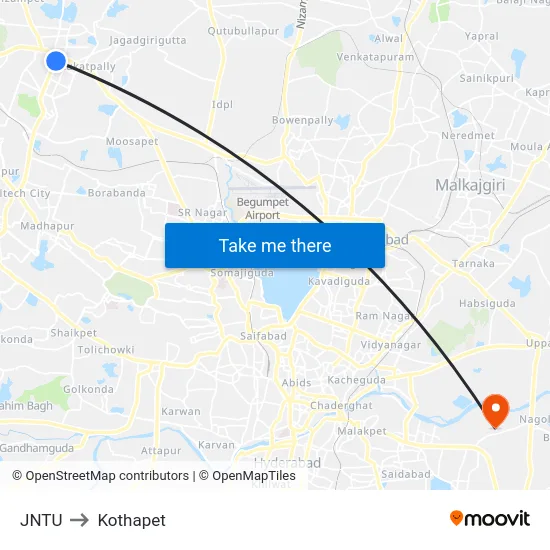 JNTU to Kothapet map