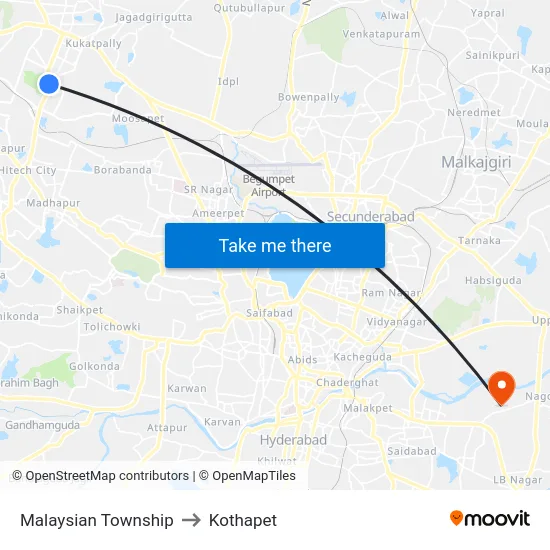 Malaysian Township to Kothapet map