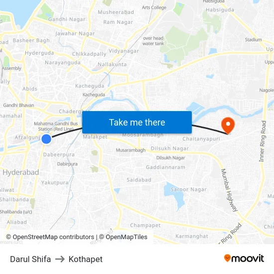 Darul Shifa to Kothapet map