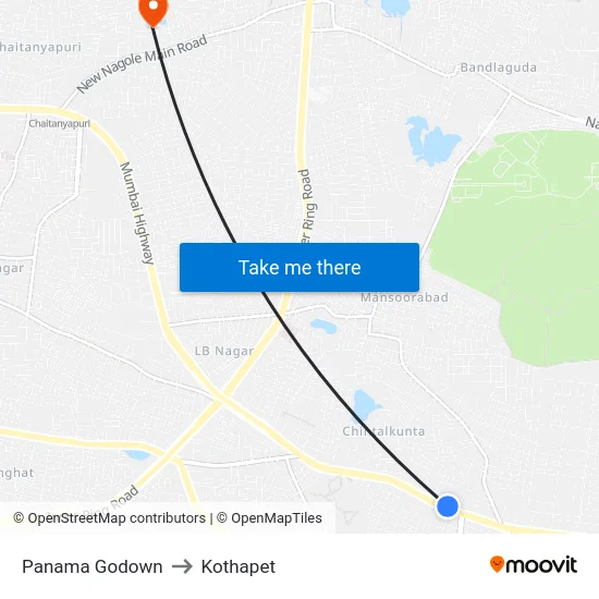 Panama Godown to Kothapet map