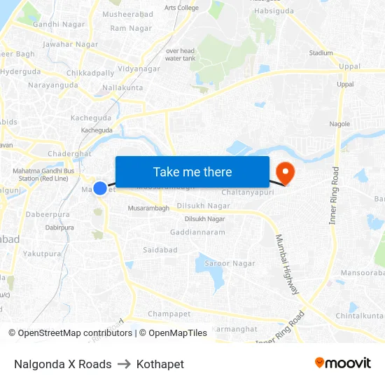 Nalgonda X Roads to Kothapet map