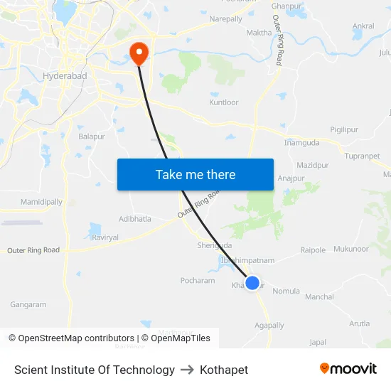 Scient Institute Of Technology to Kothapet map