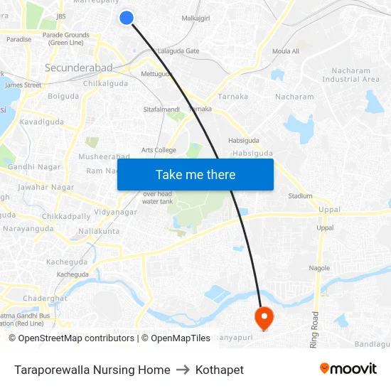 Taraporewalla Nursing Home to Kothapet map