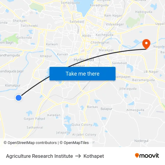 Agriculture Research Institute to Kothapet map
