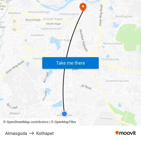 Almasguda to Kothapet map