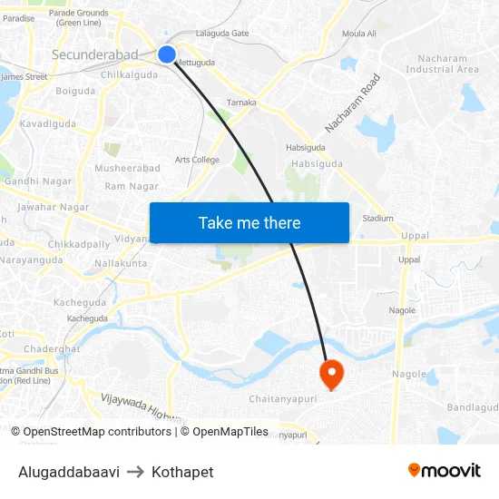Alugaddabaavi to Kothapet map