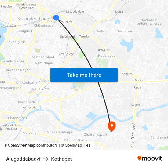 Alugaddabaavi to Kothapet map