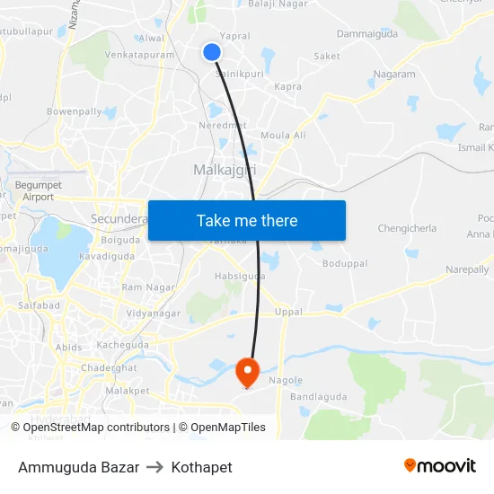 Ammuguda Bazar to Kothapet map