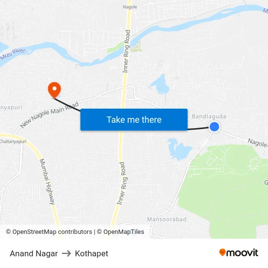 Anand Nagar to Kothapet map