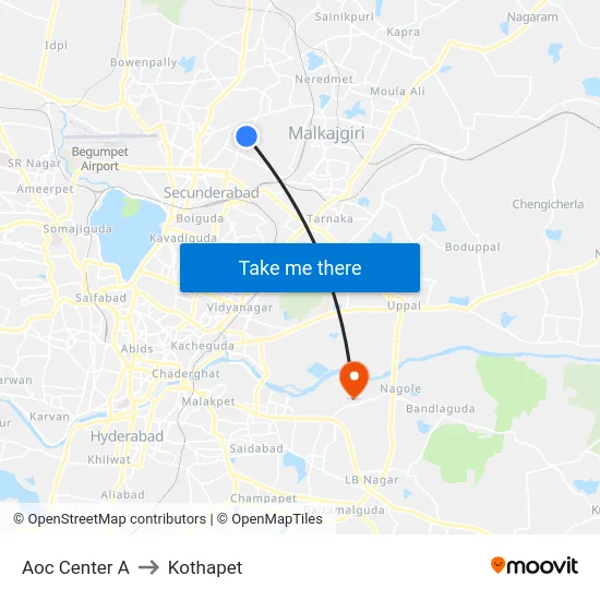 Aoc Center A to Kothapet map
