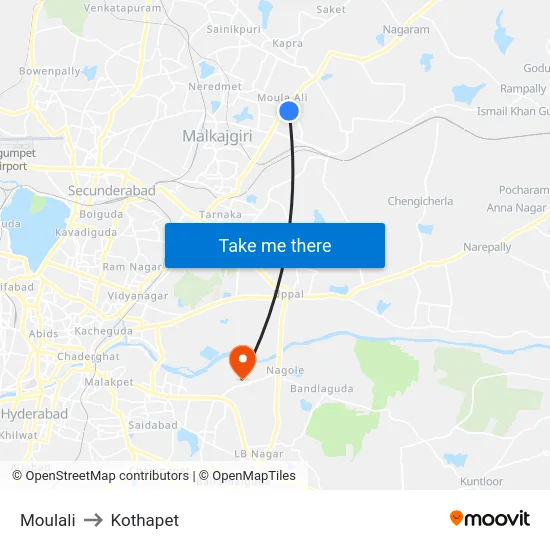 Moulali to Kothapet map