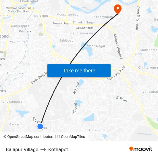 Balapur Village to Kothapet map