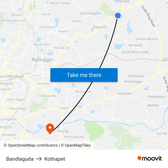 Bandlaguda to Kothapet map