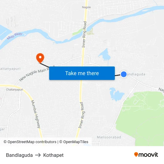 Bandlaguda to Kothapet map