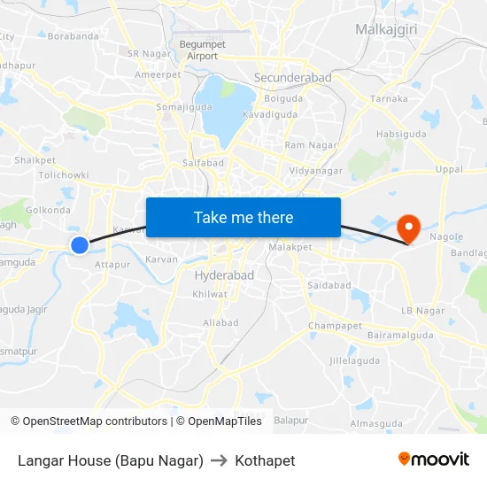 Langar House (Bapu Nagar) to Kothapet map