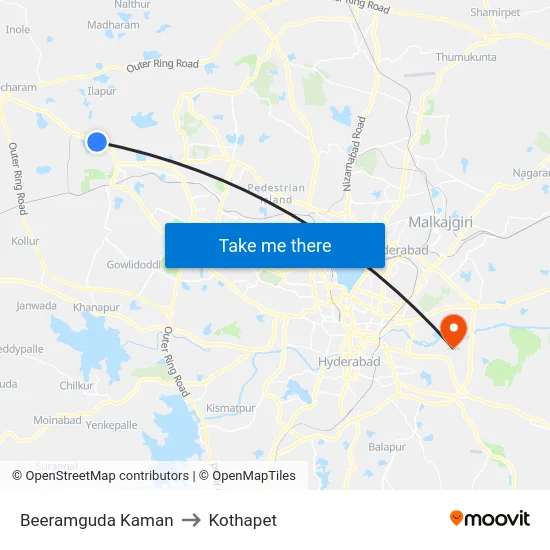 Beeramguda Kaman to Kothapet map