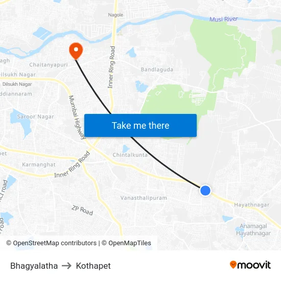Bhagyalatha to Kothapet map