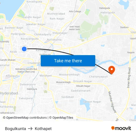 Bogulkunta to Kothapet map