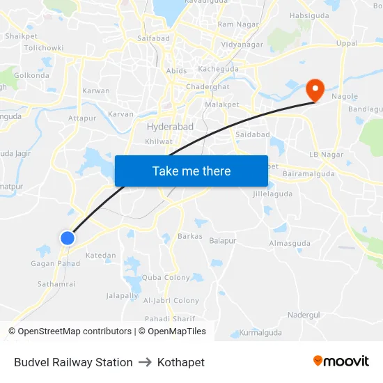 Budvel Railway Station to Kothapet map