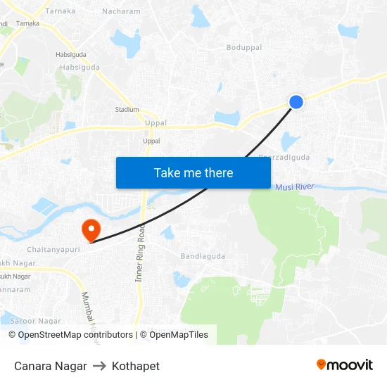 Canara Nagar to Kothapet map