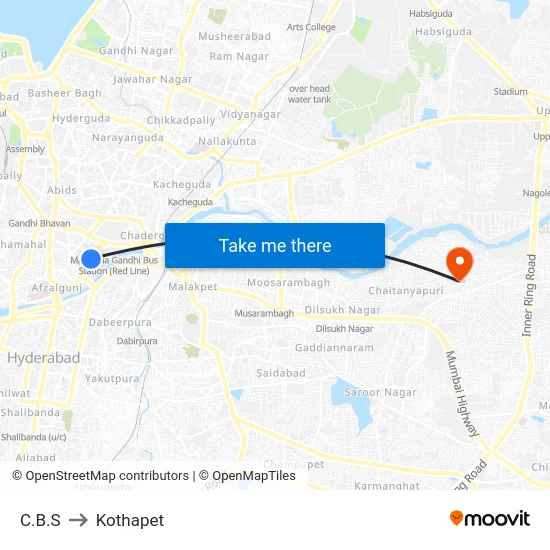 C.B.S to Kothapet map