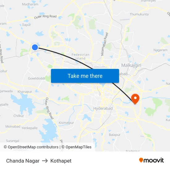 Chanda Nagar to Kothapet map