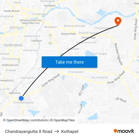 Chandrayangutta X Road to Kothapet map