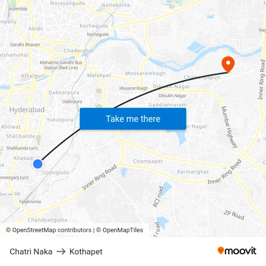 Chatri Naka to Kothapet map